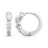 Thumbnail Image 3 of Pear-Shaped Lab-Created Opal & White Lab-Created Sapphire Huggie Hoop Earrings Sterling Silver