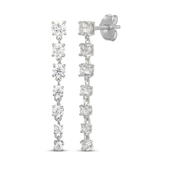 White Lab-Created Sapphire Vertical Drop Earrings Sterling Silver