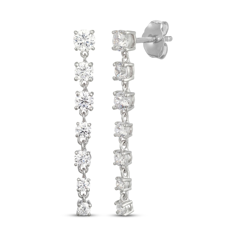 Main Image 1 of White Lab-Created Sapphire Vertical Drop Earrings Sterling Silver