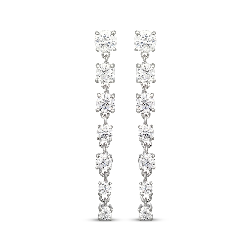 Main Image 2 of White Lab-Created Sapphire Vertical Drop Earrings Sterling Silver