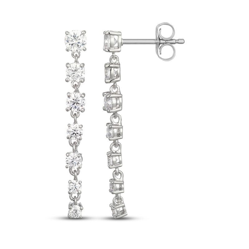 Main Image 3 of White Lab-Created Sapphire Vertical Drop Earrings Sterling Silver