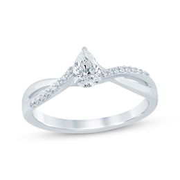 Now + Forever Pear-Shaped Diamond Engagement Ring 3/8 ct tw 14K White Gold