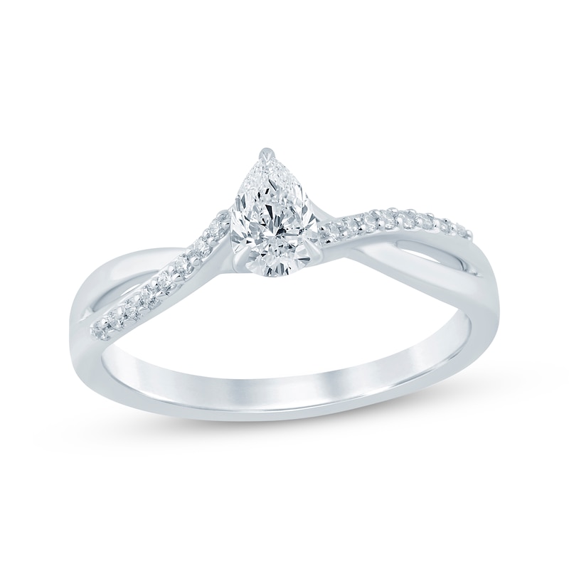 Main Image 1 of Now + Forever Pear-Shaped Diamond Engagement Ring 3/8 ct tw 14K White Gold