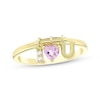 Thumbnail Image 1 of STUDIO BY KAY Heart-Shaped Pink Lab-Created Sapphire & White Lab-Created Sapphire "I Heart U" Charm Ring 24K Yellow Gold Vermeil Sterling Silver