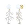 Thumbnail Image 1 of Cultured Pearl & White Lab-Created Sapphire Coral Drop Earrings 10K Yellow Gold
