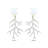 Thumbnail Image 2 of Cultured Pearl & White Lab-Created Sapphire Coral Drop Earrings 10K Yellow Gold