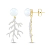 Thumbnail Image 3 of Cultured Pearl & White Lab-Created Sapphire Coral Drop Earrings 10K Yellow Gold