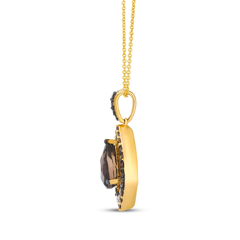 Main Image 2 of Le Vian Pear-Shaped Chocolate Quartz & Chocolate Ombré Diamonds Necklace 5/8 ct tw 14K Honey Gold 19"