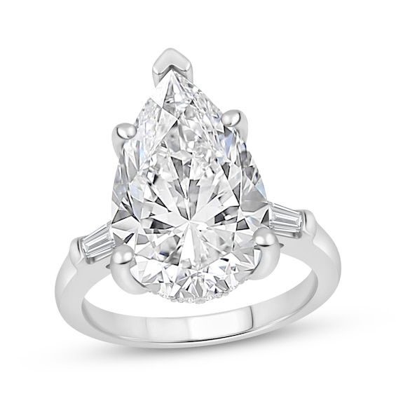 Lab-Grown Diamonds Pear-Shaped Hidden Halo Engagement Ring 9-1/4 ct tw 14K White Gold