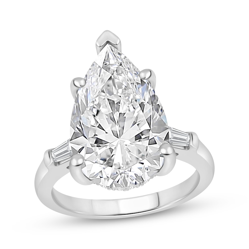 Main Image 1 of Lab-Grown Diamonds Pear-Shaped Hidden Halo Engagement Ring 9-1/4 ct tw 14K White Gold