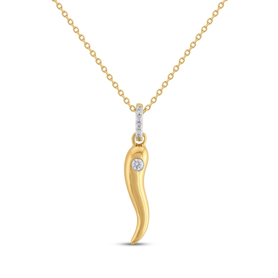 STUDIO BY KAY Diamond Italian Horn Necklace 1/20 ct tw 24K Yellow Gold Vermeil Sterling Silver 18"