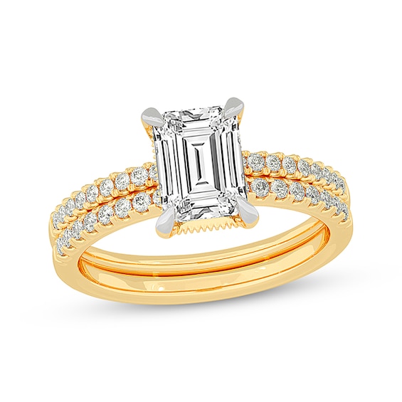 Now + Forever Lab-Grown Diamonds Emerald-Cut Bridal Set 2-3/8 ct tw 14K Yellow Gold