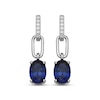 Thumbnail Image 2 of Oval-Cut Blue Lab-Created Sapphire & White Lab-Created Sapphire Chain Drop Earrings Sterling Silver