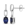 Thumbnail Image 3 of Oval-Cut Blue Lab-Created Sapphire & White Lab-Created Sapphire Chain Drop Earrings Sterling Silver