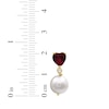 Thumbnail Image 3 of Cultured Pearl, Heart-Shaped Lab-Created Ruby & White Lab-Created Sapphire Drop Earrings 10K Yellow Gold