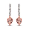 Thumbnail Image 2 of Heart-Shaped Morganite & Diamond Dangle Hoop Earrings 1/10 ct tw 10K Rose Gold
