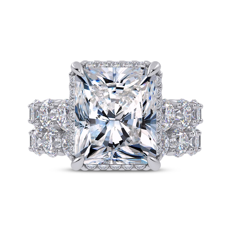 Main Image 4 of KAY Lab-Grown Diamonds Radiant-Cut Halo Bridal Set 10 ct tw 14K White Gold