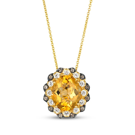 Le Vian Oval-Cut Citrine & Diamond Necklace 3/8 ct tw 14K Honey Gold 20"