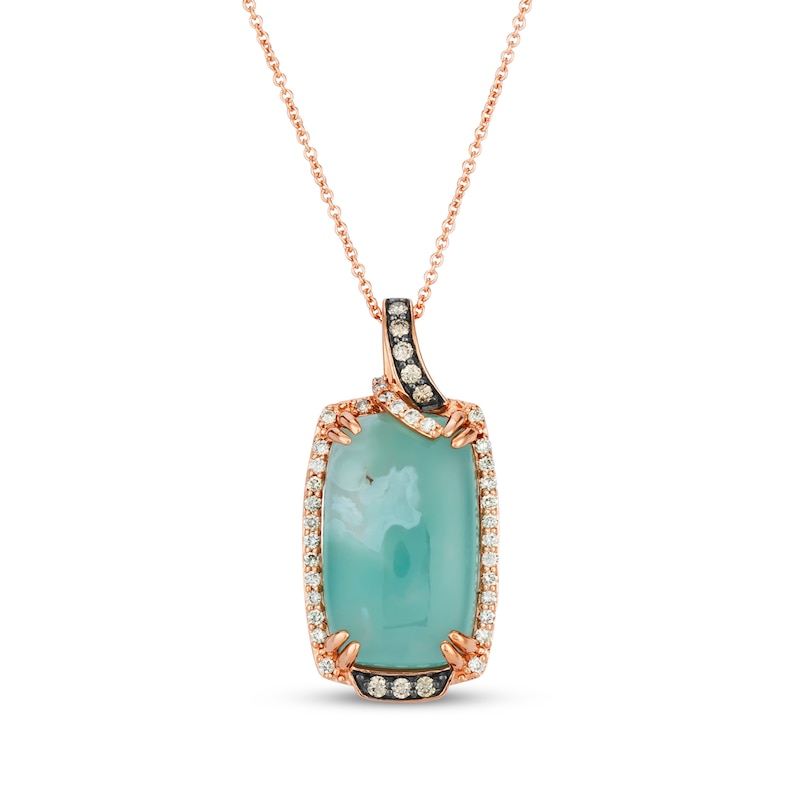 Main Image 1 of Le Vian Cushion-Cut Aquaprase & Diamond Necklace 1/3 ct tw 14K Strawberry Gold 18"