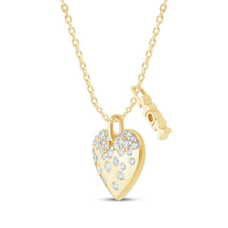 Main Image 2 of KAY Lab-Grown Diamonds Scatter Heart & "Mom" Charms Necklace 1/3 ct tw 10K Yellow Gold