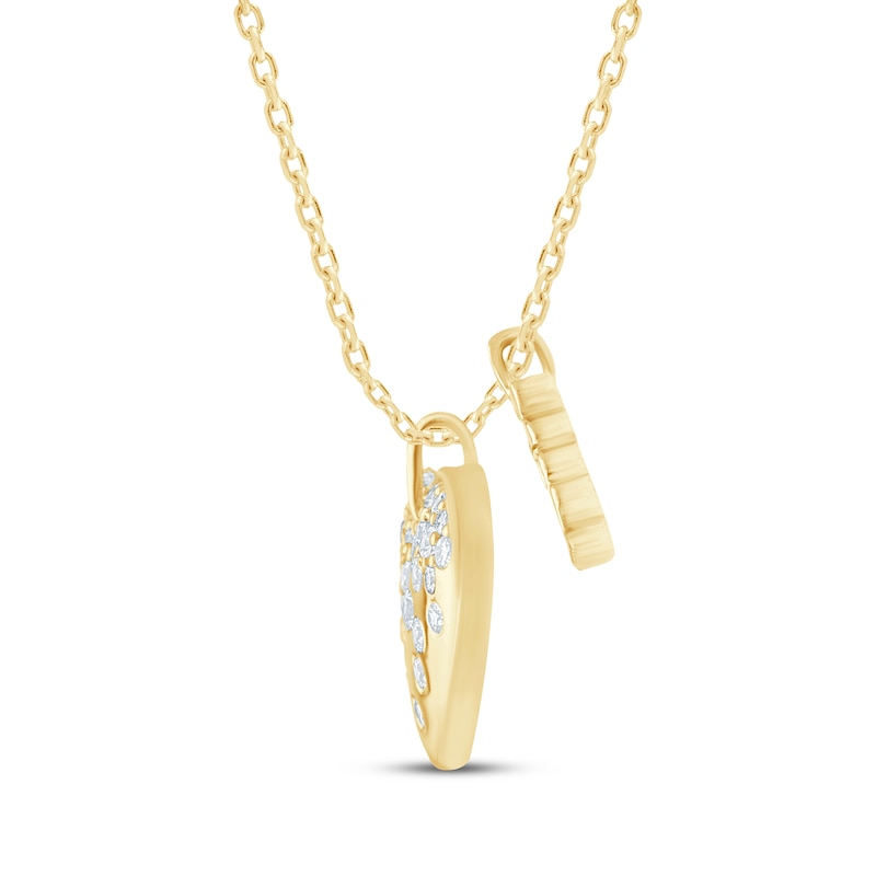Main Image 3 of KAY Lab-Grown Diamonds Scatter Heart & "Mom" Charms Necklace 1/3 ct tw 10K Yellow Gold