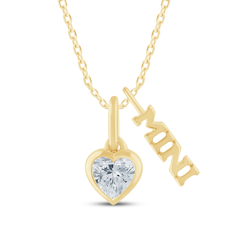 Main Image 1 of KAY Lab-Grown Diamonds Heart & "Mini" Charms Necklace 1/4 ct tw 10K Yellow Gold