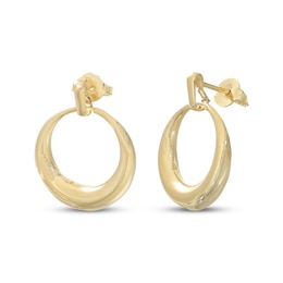 Tapered Circle Drop Earrings 10K Yellow Gold