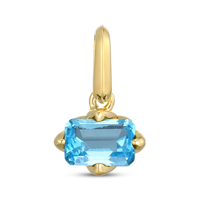 Main Image 1 of STUDIO BY KAY Emerald-Cut Swiss Blue Topaz East-West Charm 24K Yellow Gold Vermeil Sterling Silver