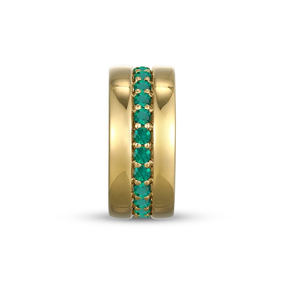 STUDIO BY KAY Lab-Created Emerald Center Stripe Rondelle Charm 24K Yellow Gold Vermeil Sterling Silver