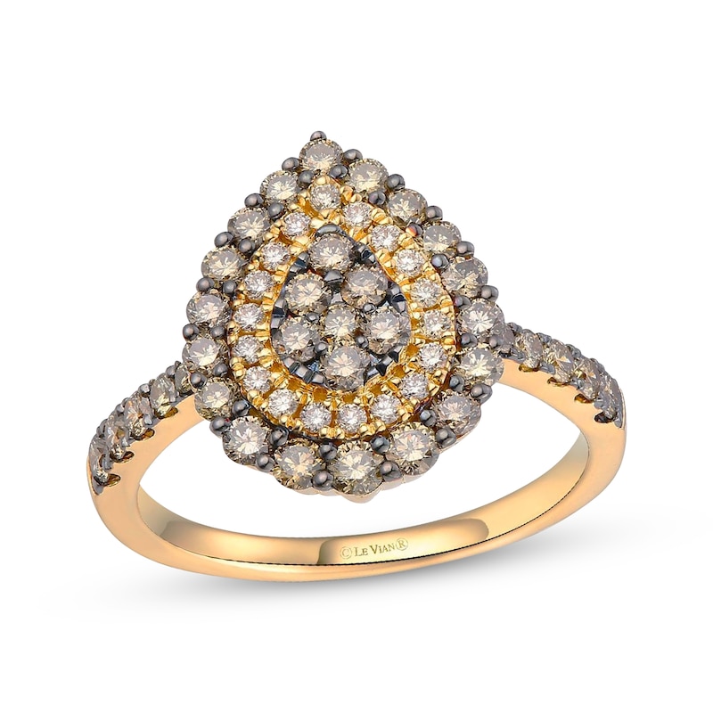 Main Image 1 of Le Vian Diamond Teardrop Halo Ring 1 ct tw 14K Honey Gold