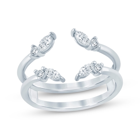 Now + Forever Lab-Grown Diamonds Marquise & Round-Cut Enhancer Ring 1/3 ct tw 14K White Gold