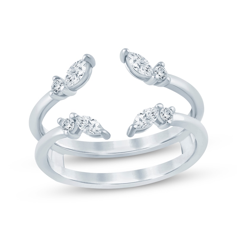 Main Image 1 of Now + Forever Lab-Grown Diamonds Marquise & Round-Cut Enhancer Ring 1/3 ct tw 14K White Gold