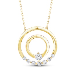 Mom + Me Lab-Grown Diamond Eight-Stone Double Circle Hoop Necklace 1/2 ct tw 10K Yellow Gold 18"