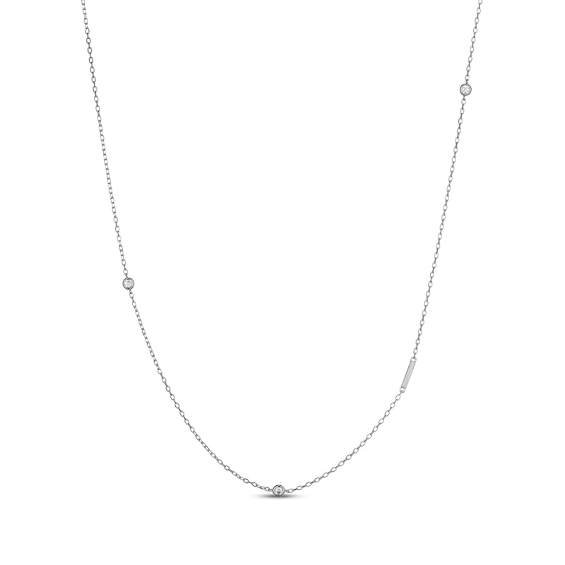 Main Image 1 of Rocksbox The Sideways Initial Lab-Grown Diamond "I" Necklace 1/10 ct tw Sterling Silver 19"