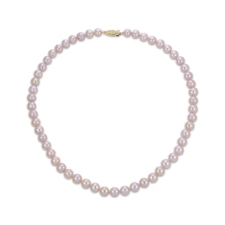 Pink Cultured Pearl Strand 10K Yellow Gold 18"
