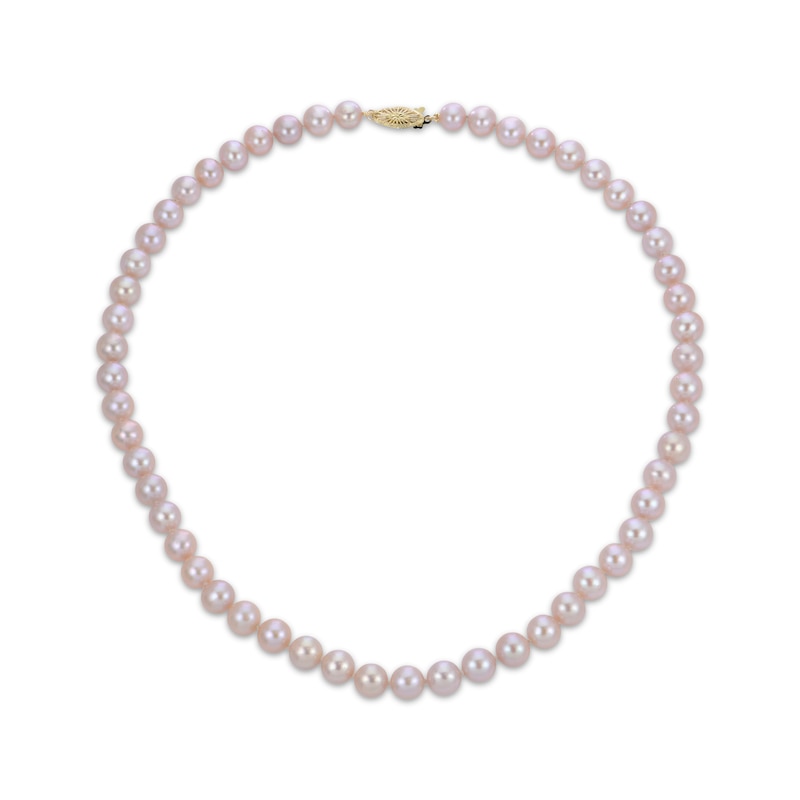 Main Image 1 of Pink Cultured Pearl Strand 10K Yellow Gold 18"