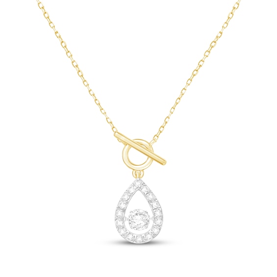 Unstoppable Love Lab-Grown Diamond Teardrop Frame Necklace 1/4 ct tw 10K Yellow Gold 19"