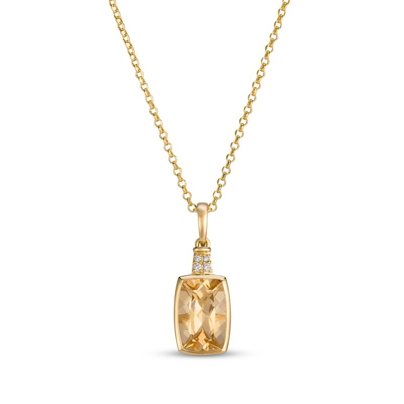 Main Image 1 of Le Vian Cushion-Cut Natural Honey Quartz & Diamond Accent Necklace 14K Honey Gold 19"