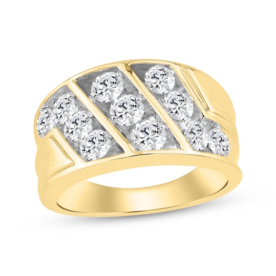 KAY Lab-Grown Diamonds Men's Diagonal Row Ring 2 ct tw 10K Yellow Gold