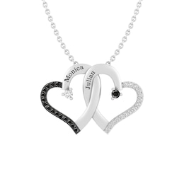 1/8 ct tw Black & White Diamond Heart Necklace (2 Lines)