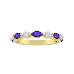 Marquise and Round Birthstone Stackable Ring (2 Stones)