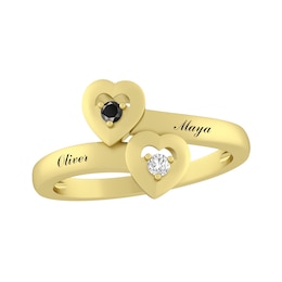1/20 ct tw Black & White Diamond Promise Ring (2 Lines)