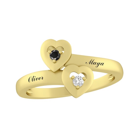 1/20 ct tw Black & White Diamond Promise Ring (2 Lines)