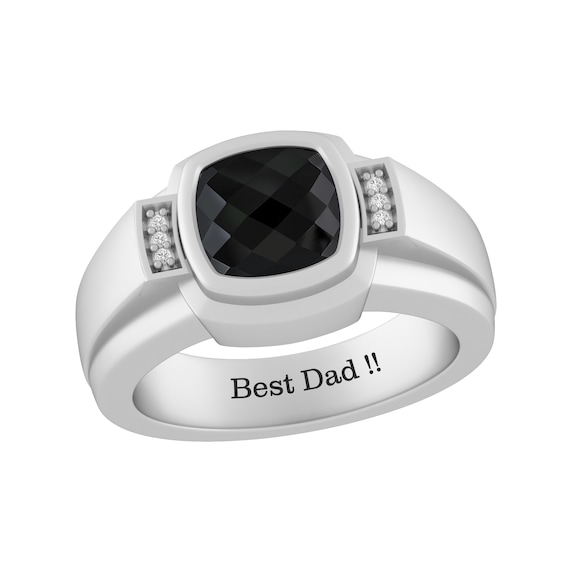 Men's Birthstone Ring (1 Stone and Line)