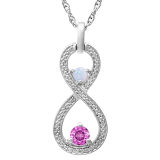 Birthstone Couple's Infinity Necklace (2 Stones)