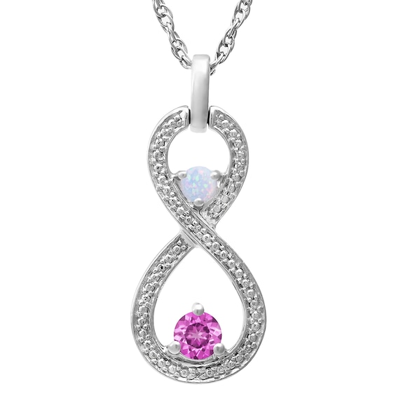Birthstone Couple's Infinity Necklace (2 Stones)
