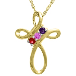 Birthstone Cross Necklace (3 Stones)