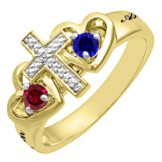 2 Stone Pear Birthstone Couple's or Mother's Diamond Accented Ring 2 Stone Pear Birthstone Couple's or Mother's Diamond Accented Ring
