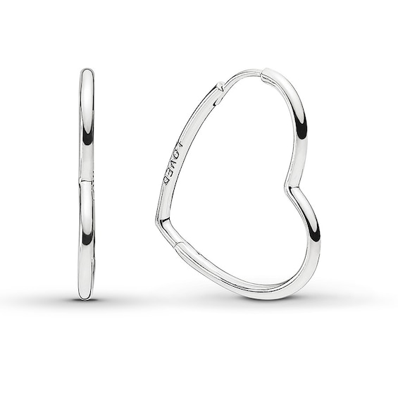 Pandora Earrings Asymmetric Hearts of Love Sterling Silver - No Returns or Exchanges