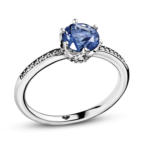 Pandora Blue Sparkling Crown Ring Sterling Silver Kay